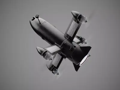 Ukrainian interceptor drone P1-Sun SkyFall Low-poly 3D model