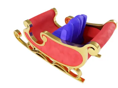 Christmas reindeer sleigh 3d model  3D model