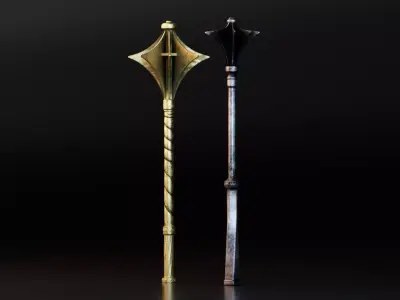 Fantasy Medieval Mace Weapon Set Low-poly 3D model