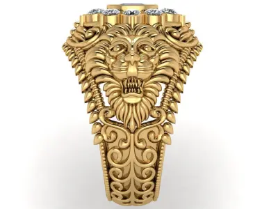 Antique  Lion   Ring   3D print model