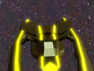 LowPoly SpaceShip flying in sky Low-poly 3D model