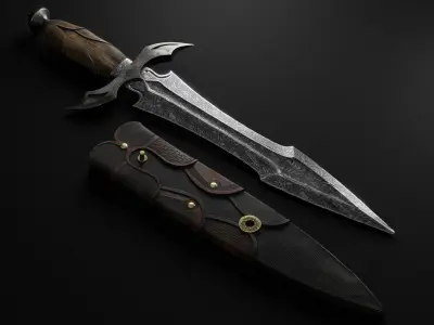 Nordic dagger  Game ready  Sculpt mesh Low-poly 3D model