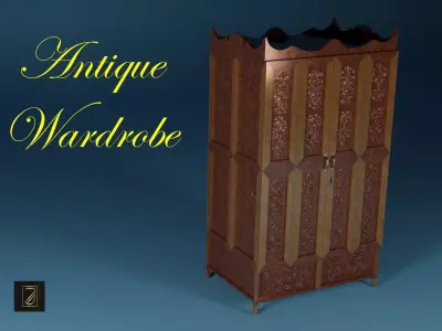Antique Wardrobe Low-poly 3D model