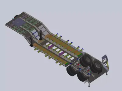 30 Tons Lowboy Semitrailer Fixed Neck  3D model