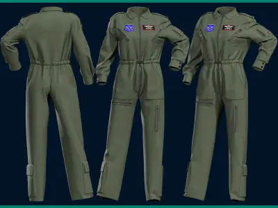 female pilot uniform with texture 3D model