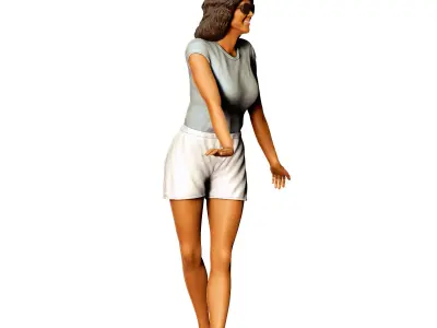 N7 woman from 60s posing with cars 3D print model