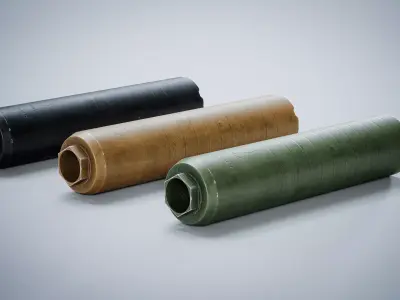 Supressor Q THUNDER CHICKEN 762 Silencer Low-poly 3D model