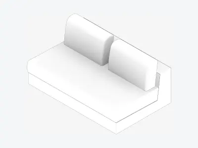 Seat - Sofa - Simplicity - Comfort - Double - No Arm Low-poly 3D model