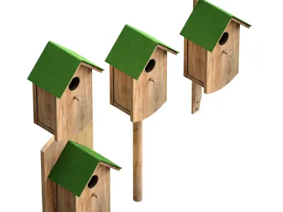 Wooden birdhouse 3D model buy
