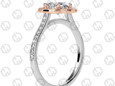 Ring 196 Oval Shape Cathedral Halo pave set with Gems 3D print model
