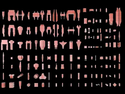Low Poly Kit Bash Sci-FI Ships Low-poly 3D model