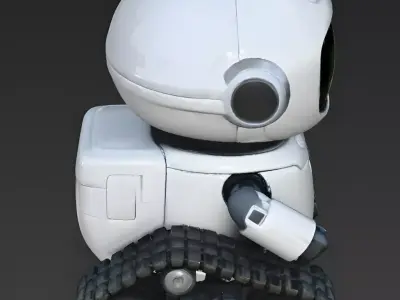 Cute Stylized Chibi Tread Robot 3d model Low-poly 3D model