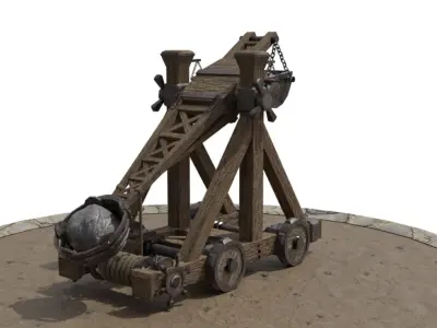 Detailed Catapult Model made in Blender - Rigged and Animated  3D model