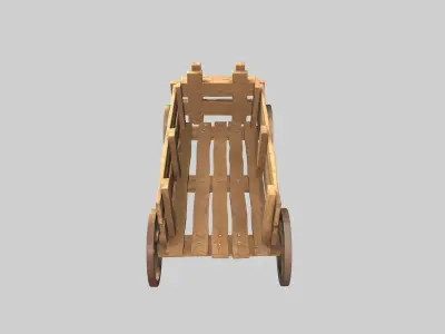 WOODEN CART Low-poly 3D model 16