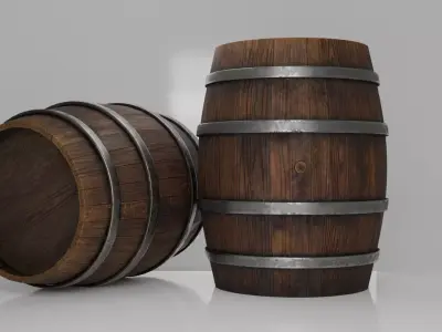 Wooden Barrel  Low-poly 3D model