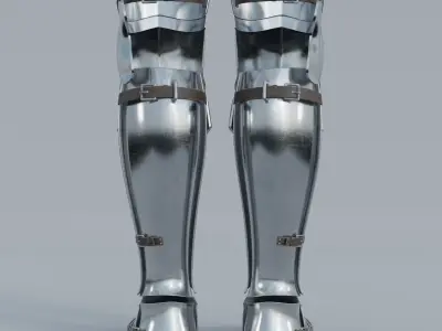 European Medieval Greaves with Sabatons-Solleretes Low-poly 3D model