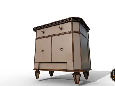 Vintage wood locker-Version-1 Low-poly 3D model