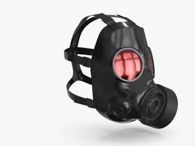 Gas Mask Red Mirrored Low-poly 3D model