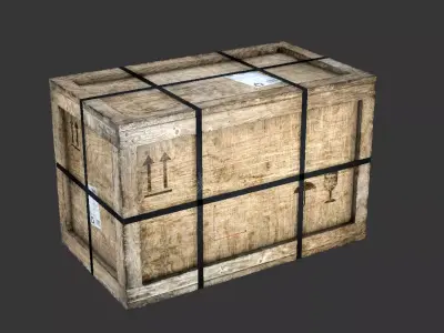 wooden crate with pp straps PBR 4K Low-poly 3D model