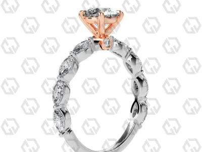Ring 179 Round Shape marquise on shanks with Gems 3D print model