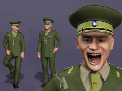Realistic Eastern Military Officer Character Chiang Kai-shek 3D model