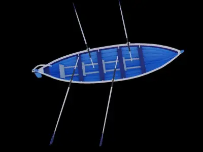 Boat -Skiff with oars 3D model
