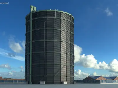 Cylindrical Gas Storage Tower 3D model
