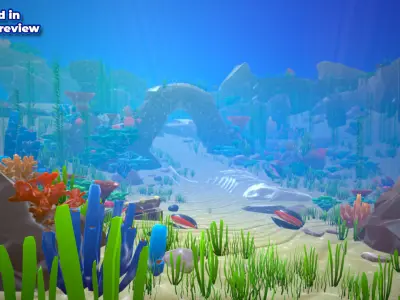 Low Poly Polystyle Ocean Underwater Environment Low-poly 3D model