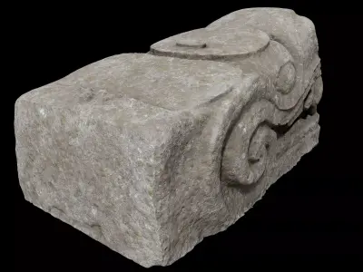 PreColumbian Serpent Carving Statue 3D model