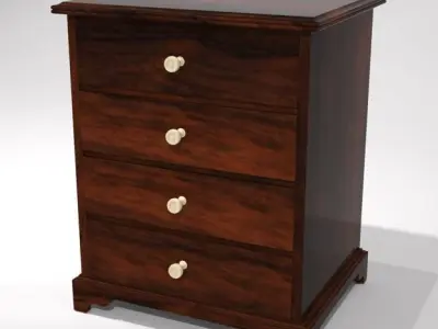 small antique tabletop chest of drawers Low-poly 3D model