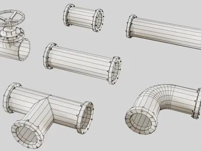 Modular Industrial Pipes Low-poly 3D model purchase
