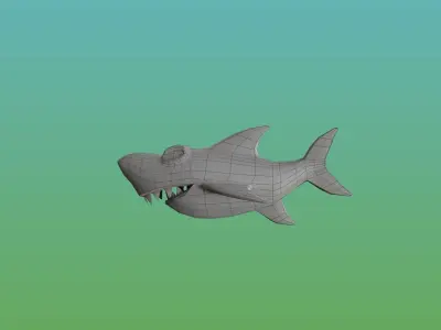 Cartoon style 3D shark game model Low-poly 3D model