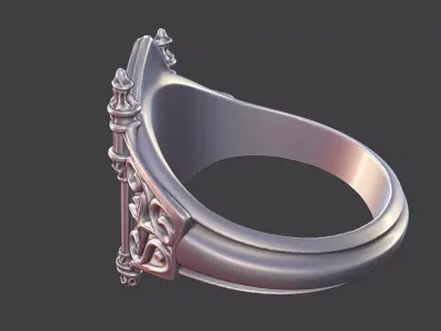 gothic church jesus ring ornate antique ring v2 3D print model