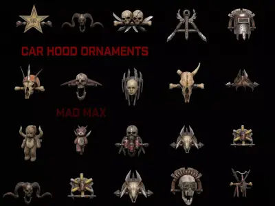 Car Hood Ornaments Mad Max Style   Low-poly 3D model