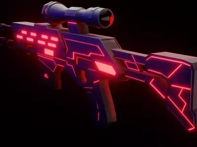 Low Poly SCI-FI Sniper Rifle Low-poly 3D model