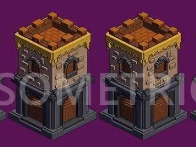 Voxel Archer Tower 3D And Isometric Sprite 3D model