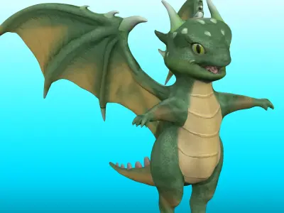 Cute Cartoon Dragon Low-poly 3D model purchase