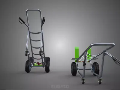 FOUR WHEELED TILTING HAND TRUCK SWIVEL CASTER CART FORK LIFT BAG 3D model