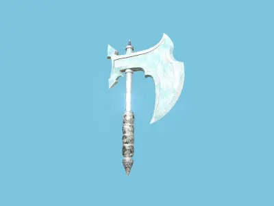 Medieval Battle Axe 08 Ice Elemental - Fantasy Weaponry Low-poly 3D model