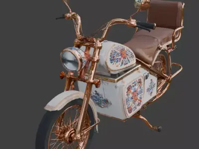 Luxury Jeweled Mexican Talavera Cruiser Motorcycle Low-poly 3D model purchase