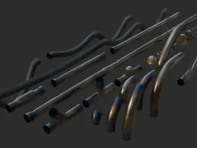 Modular Pipes - Sci-Fi Heat Metal Low-poly 3D model