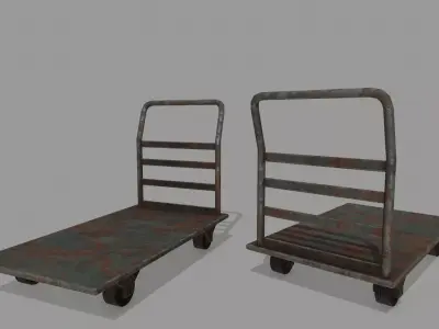 Trolley metal hand cart Low-poly 3D model