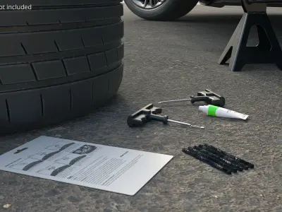 Universal Tire Plug Repair Kit with Sealant in Package 3D model