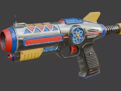 Retro Galactic Atompunk Ray Blaster 3D Model Low-poly 3D model