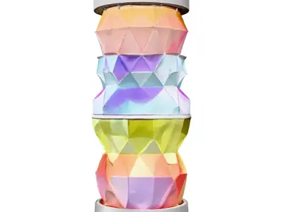Stylized Rainbow Crystal Column Decoration Low-poly 3D model