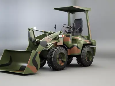 Small Military Wheeled Loader Low-poly 3D model