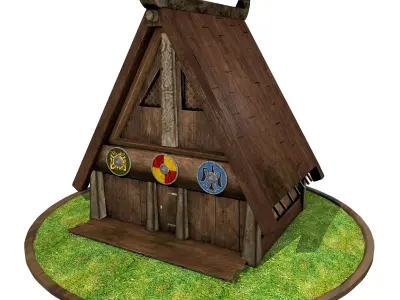 Wooden Viking House Game Ready Low-poly 3D model