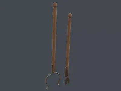 Medieval Fireplace Tool Set Low-poly 3D model