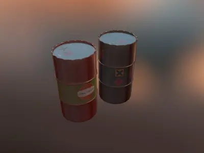 Oil Drum package Low-poly 3D model