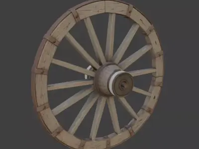 Realistic Wooden Cart Wheel 3d model 3D model